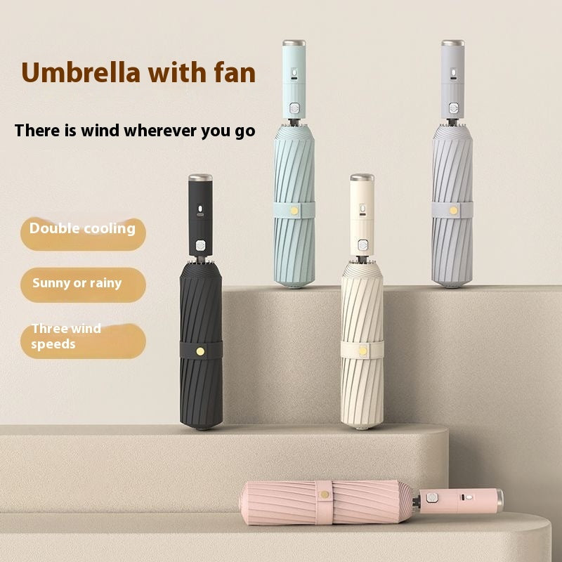 Automatic Folding Umbrella With Fan